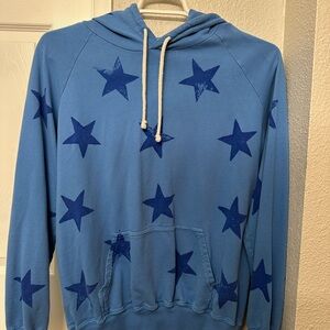 Blue Star-Patterned Hoodie
